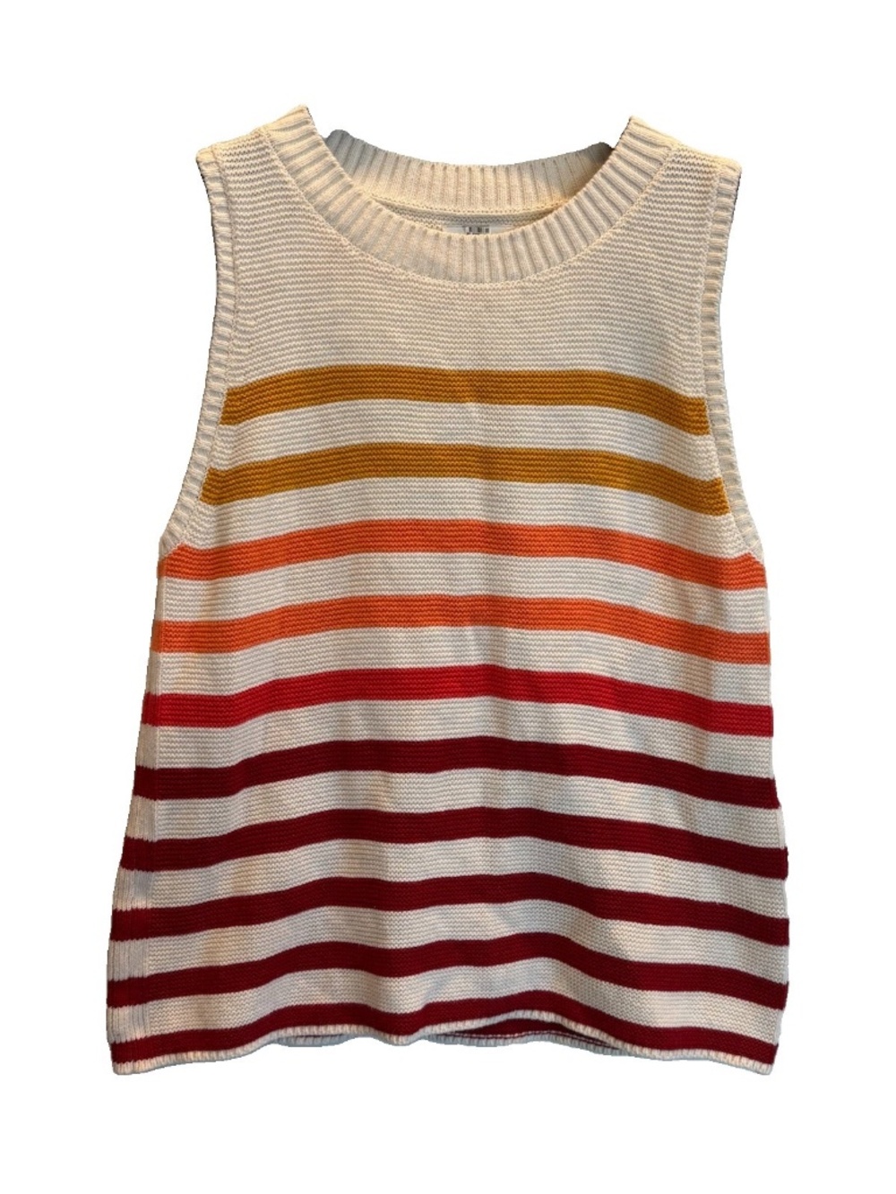 Lucky Brand colorful striped knit Ombré Sleeveless Pullover Sweater Large